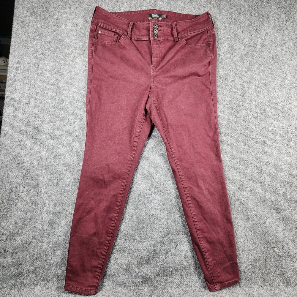 Torrid Super Soft Jeggings Burgundy Maroon Triple Button Skinny Pants 14R